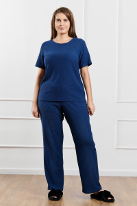 Брюки женские "Рената-2" фактурный трикотаж (р-ры: 50-60) синий