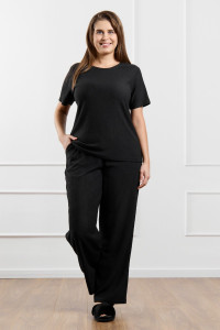Брюки женские "Рената-2" фактурный трикотаж (р-ры: 50-60) черный