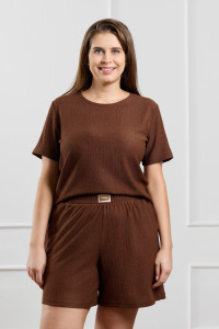 Шорты женские "Рената-3" фактурный трикотаж (р-ры: 48-58) коричневый