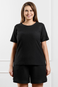 Шорты женские "Рената-3" фактурный трикотаж (р-ры: 48-58) черный