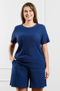 Шорты женские "Рената-3" фактурный трикотаж (р-ры: 48-58) синий
