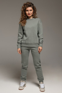 Костюм двойка женский "Либерти-2" футер 3-х нитка с начесом (р-ры: 42-52) серо-зеленый