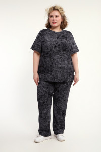 Костюм двойка женский КЖ-009 кулирка (р-ры: 52-74) черный