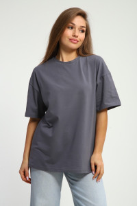 Футболка женская №26012 кулирка с лайкрой (р-ры: 44-58) графит