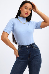 Водолазка женская №32105 рибана (р-ры: 44-58) голубой