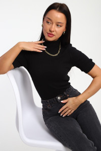 Водолазка женская №32105 рибана (р-ры: 44-58) черный