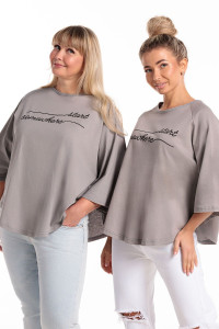 Пончо-туника женская №057913 кулирка (р-ры: 46-64) сер.печать