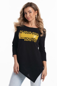 Туника женская №057907 "Т-хвост" кулирка (р-ры: 46-60) черно-золотой