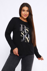 Лонгслив женский ЛЖ094 кулирка (р-ры: 44-58) черный