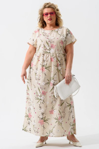 Платье женское 1921-П-л "Кострома 2" полулён (последний размер) розовый орхидея 54