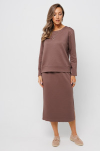 Костюм двойка женский с юбкой К245 трикотажное полотно глория (последний размер) мокко 62