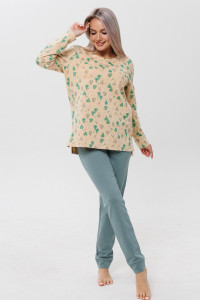 Пижама женская ПЖ53 футер с начёсом (последний размер) бежевая груша 52,54