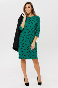 Платье женское П194 футер 2-х нитка пенье (последний размер) изумруд 48,52