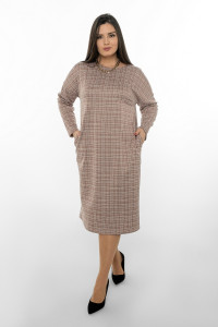 Платье женское П-177 жаккард принт (последний размер) пудра 52