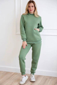 Костюм двойка женский "Фрея Х" футер 3-х нитка с начёсом (последний размер) зелёный 52