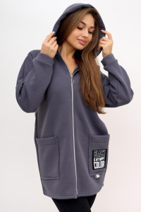 Толстовка женская укороченная "Алина Г" 10261 футер 3-х нитка с начёсом (последний размер) графит 52