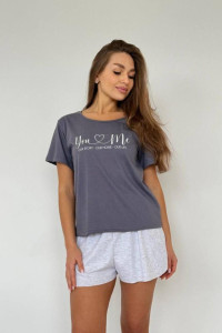 Пижама женская "Свирель С" (шорты) лапша-кулирка (последний размер) серый-графит 44,46,54