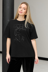 Футболка женская "Майна-2" кулирка с лайкрой (р-ры: 46-60) черный