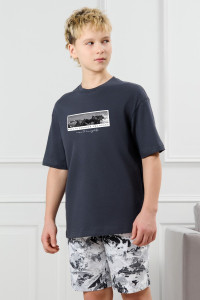 Костюм двойка детский "Олимп-2" кулирка (р-ры: 128-170) графитовый