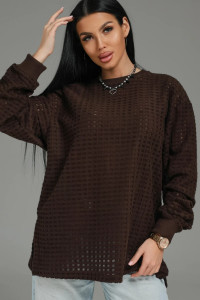 Свитшот женский "Фрэнсис" футер 3-х нитка петля жаккард (р-ры: 48-62) шоколад