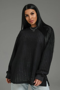 Свитшот женский "Фрэнсис" футер 3-х нитка петля жаккард (р-ры: 48-62) черный