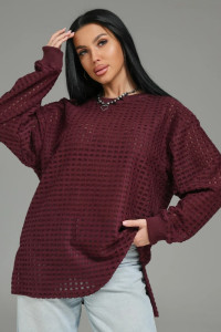Свитшот женский "Фрэнсис" футер 3-х нитка петля жаккард (р-ры: 48-62) бордо