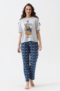 Пижама женская "Капибара" 2166-К трикотаж (последний размер) синий 46