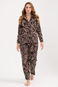 Пижама женская "Энимал" 2255-К трикотаж (последний размер) черно-бежевый 54