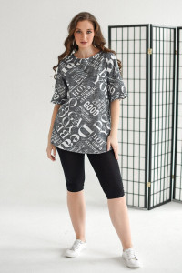 Костюм двойка женский 2079-К/Ви "Йога" кулирка+вискоза (последний размер) серый 58