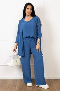 Костюм тройка женский 2142 жатка кантри (р-ры: 48-62) синий