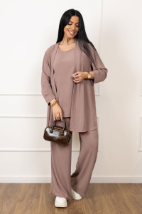 Костюм тройка женский 2142/1 жатка кантри (р-ры: 48-62) какао