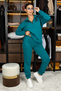 Костюм двойка женский 2037/1 футер 3-х нитка петля (р-ры: 44-58) петроль