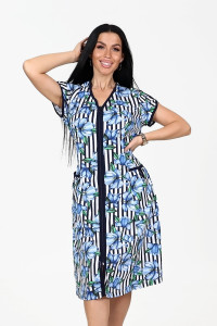 Халат женский 469/34 кулирка (р-ры: 48-62) синий-голубой-белый