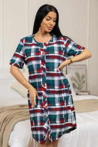 Халат женский 2066/2 кулирка (р-ры: 48-58) зеленый-красный