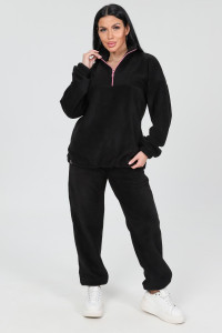 Костюм двойка женский "Анорак" КФл-2856 флис (р-ры: 46-60) черный