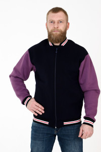 Бомбер мужской БФ-629 футер с начесом (р-ры: 46-56) син.слив.