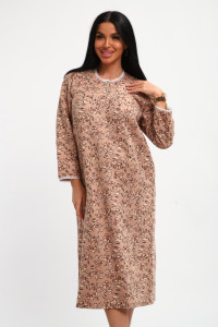 Сорочка женская М37 футер (р-ры: 46-60) цветы на какао новый