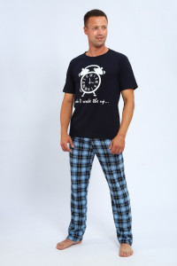 Костюм двойка мужской 813 "Будильник" кулирка (р-ры: 48-58) синий