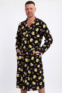 Халат мужской 804 "Пиво" кулирка (р-ры: 50-60) черный