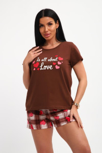 Пижама женская 01067 хлопок (р-ры: 44-56) коричневый