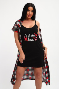 Пеньюар двойка женский 01068 хлопок (р-ры: 46-56) черный