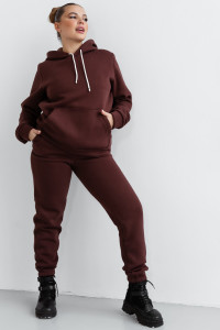 Костюм двойка женский КС-059ФРН/ШОК футер 3-нитка с начесом (р-ры: 44-58) шоколад