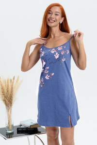 Сорочка женская №8447 кулирка (р-ры: 42-56) индиго меланж