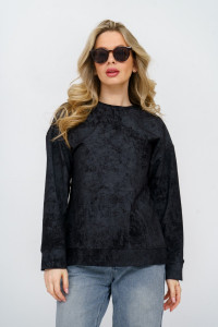 Свитшот женский 985 футер с лайкрой (р-ры: 44-58) черный винтаж