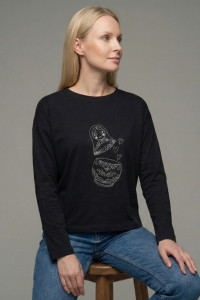 Лонгслив женский Ч 10638 трикотажное полотно (р-ры: 42-64) черный