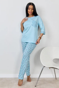 Пижама женская "Юля" 1328-4 кулирка (р-ры: 46-60) небесный