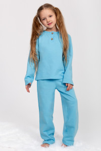 Пижама детская "Стеша" КД-13 футер с начёсом (р-ры: 116-134) голубой