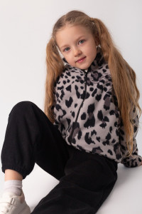 Костюм двойка детский "Мия" КД-12 флис (р-ры: 122-146) леопард