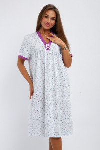 Сорочка женская №237.1 кулирка (р-ры: 52-62) белый-фиолетовый