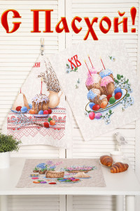 Набор кухонный из 3-х полотенец рогожка №32598